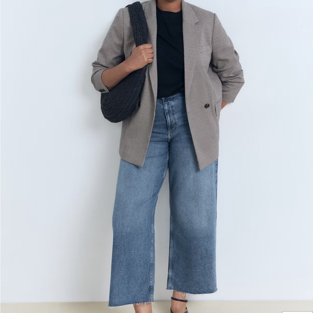 MANGO Medium Blue CATHERINE CULOTTE HIGH-RISE JEAN